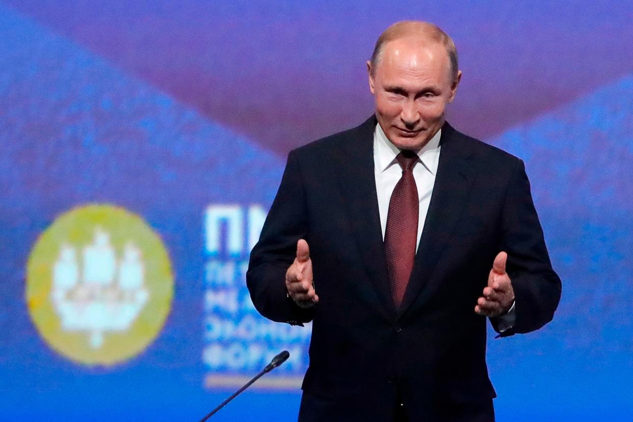 Vladimir Putin spoke to journlists at the Saint Petersburg International Economic Forum: AFP/Getty Images