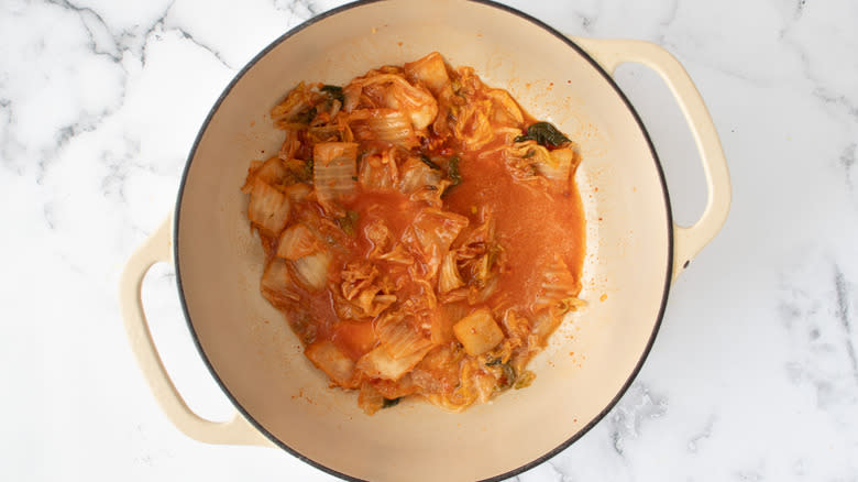 kimchi in dutch oven