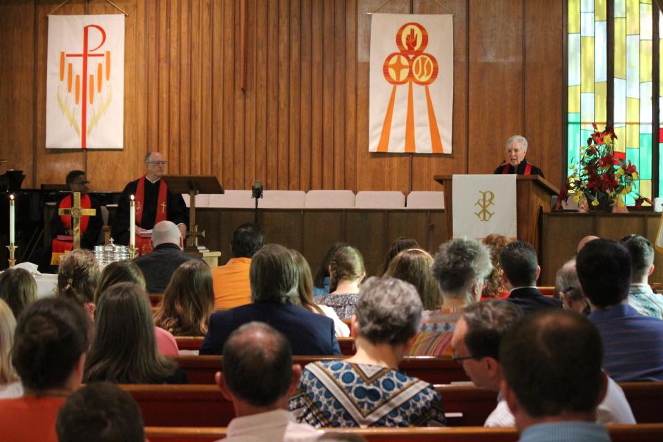 Amarillo United Methodist Church members gather for Charter Sunday, June 4 at St. Luke Presbyterian Church.