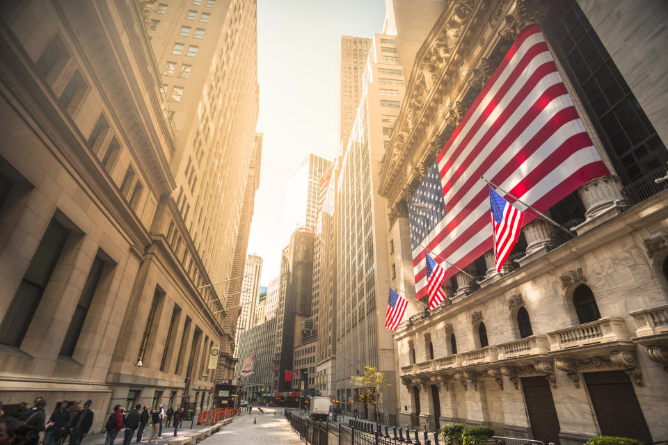 La fachada del edificio del New York Stock Exchange en Wall Street, Manhattan. Foto Getty Images.