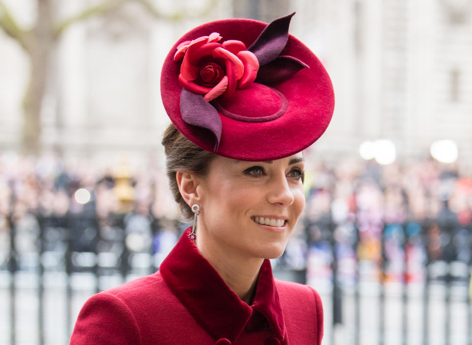 LONDON, ENGLAND - MARCH 09: Catherine, Duchess of Cambridge attends the Commonwealth Day Service 2020 on March 09, 2020 in London, England. (Photo by Samir Hussein/WireImage)