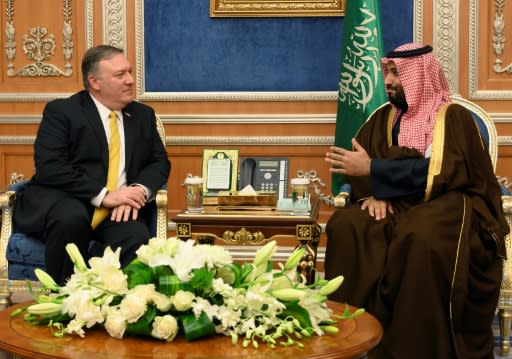 US Secretary of State Mike Pompeo (left), pictured with Mohammed bin Salman in January 2019, is due to meet the Saudi crown prince in Jeddah