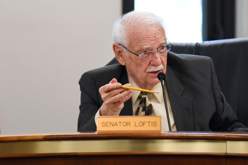 Sen. Dwight Loftis, R-Greenville, listens to testimony on two bills that would ban a transgender child's access to gender-affirming healthcare and restrict transgender residents from being able to change their gender markers on their birth certificate in Gressette Building at the S.C. State House on Wednesday, March 29, 2023.