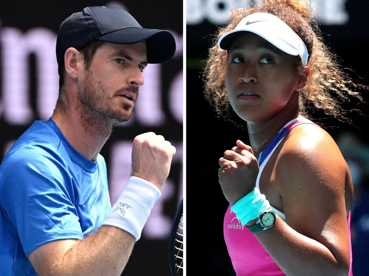 Andy Murray (left) and Naomi Osaka.