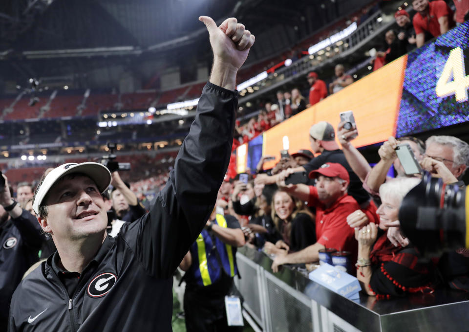 Kirby Smart’s rapid makeover of Georgia should be appealing to NFL franchises looking for a turnaround. (AP)