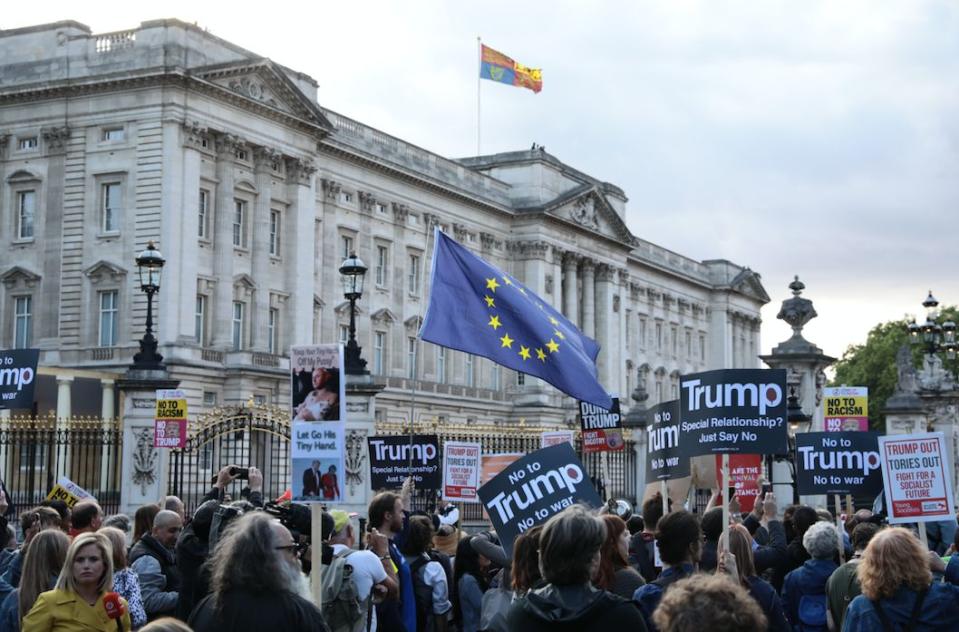 Protests took place in London on Tuesday against Trump's state visit (Getty)