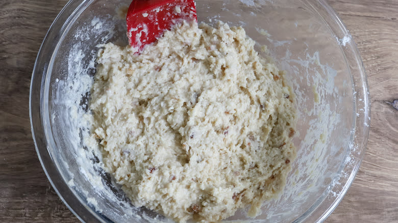 wet scone dough in bowl