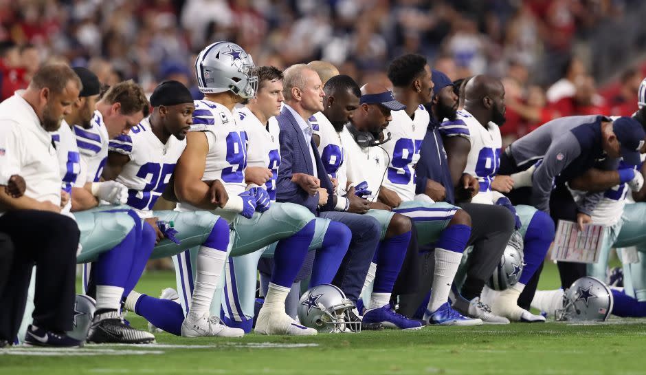 Jerry Jones Takes A Knee: Dallas Cowboys Owner Joins Entire Team During National Anthem Protest