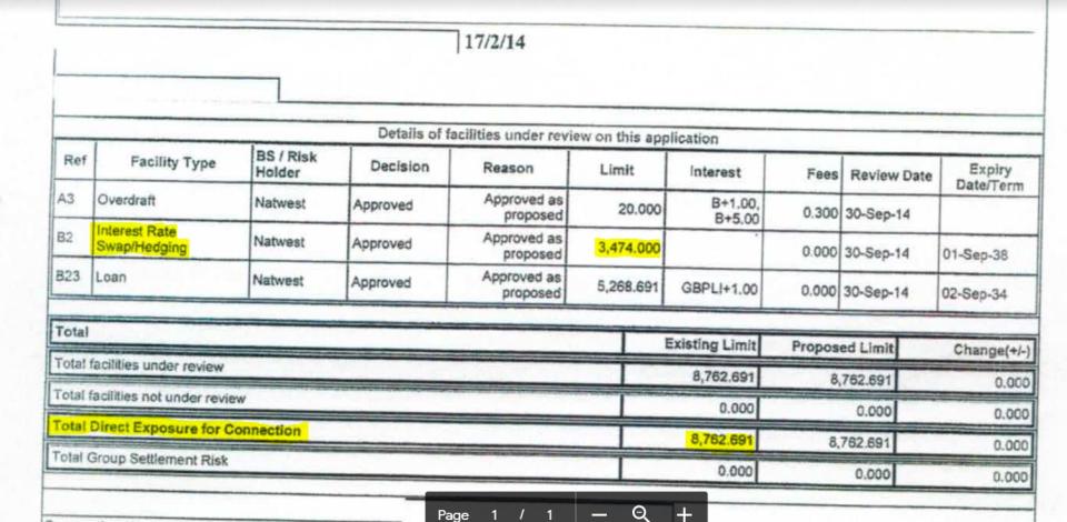 Shortly after the review, the liability was increased again to £3.5m. Three experts and a whistleblower who worked at the bank said there was no valid reason for the change.King's Building Partnership