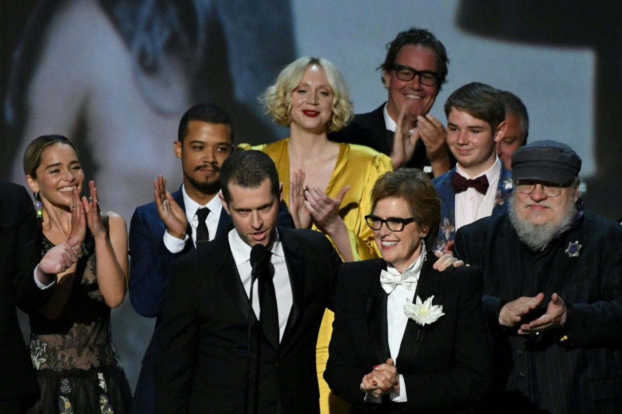 The cast of ‘Game of Thrones’ accept the award Outstanding Drama series: Getty