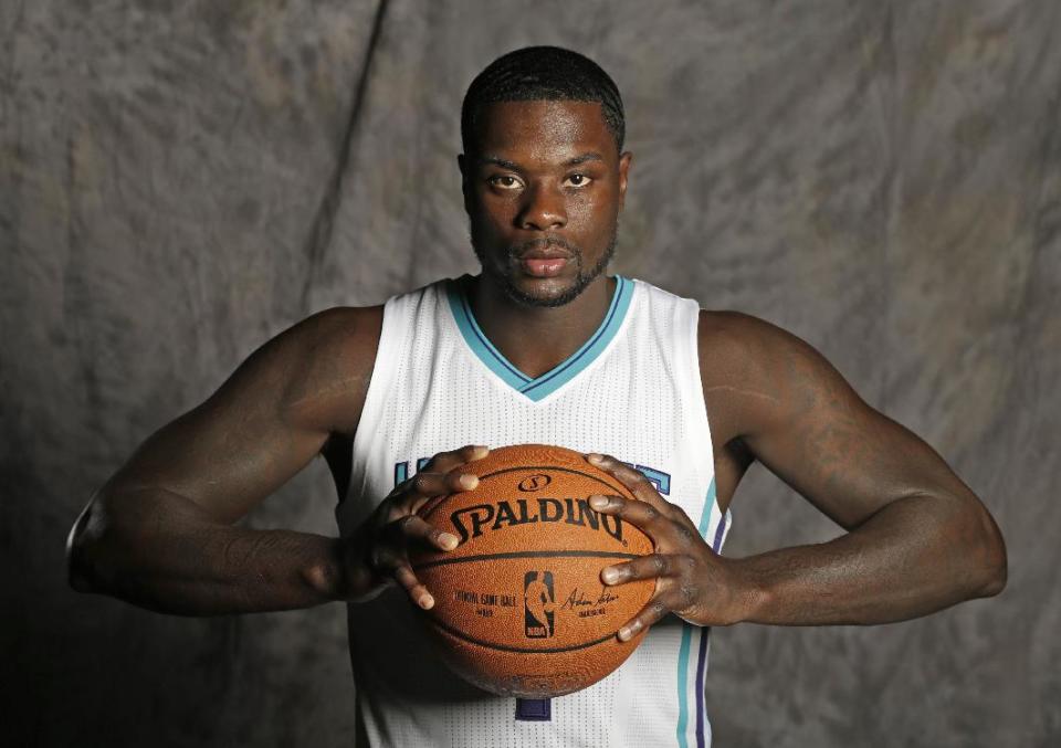 FILE - In this Sept. 29, 2014, file photo, Charlotte Hornets&#39; Lance Stephenson poses for a photo during the NBA basketball team&#39;s media day in Charlotte, N.C. Stephenson joined Michael Jordan&#39;s Hornets this offseason as a free agent looking to make an impact and take the next step in his NBA career. Jordan might be the guy to help get him there.(AP Photo/Chuck Burton, File)