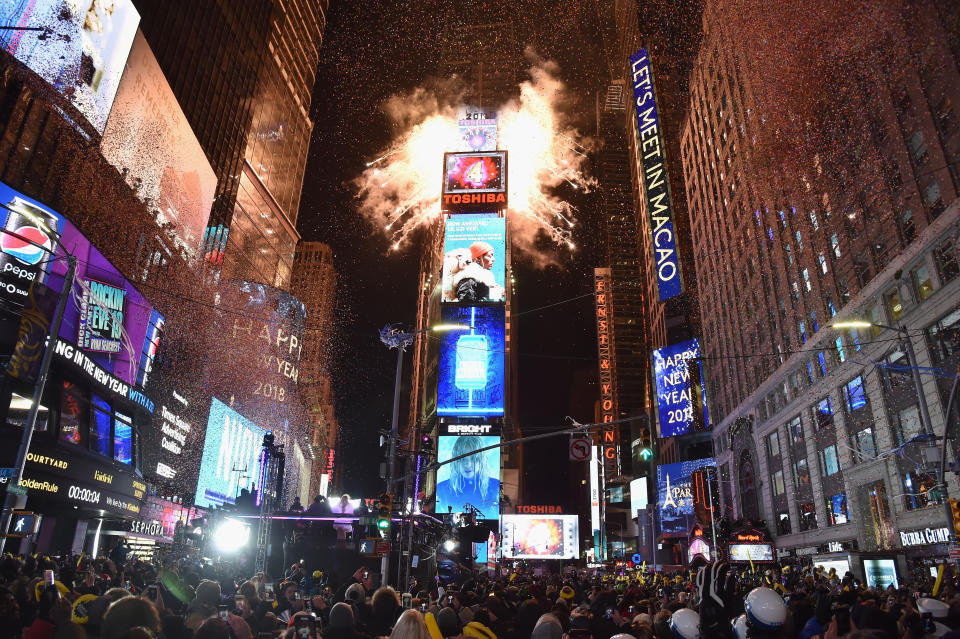 A view of Times Square on December 31, 2017. (Photo: Kevin Mazur via Getty Images)