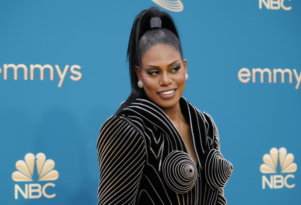 Laverne Cox arrives at the 74th Primetime Emmy Awards on Monday, Sept. 12, 2022, at the Microsoft Theater in Los Angeles. (AP Photo/Jae C. Hong)