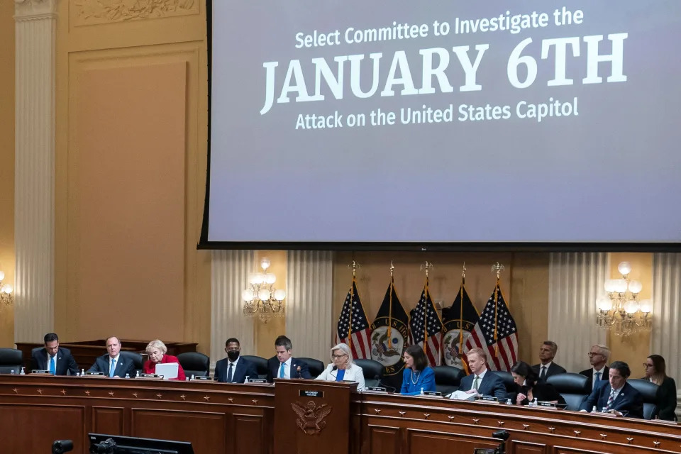 Vice Chair Liz Cheney, R-Wyo., gavels the end of a hearing of the House select committee investigating the Jan. 6, 2021, attack on the U.S. Capitol, on July 21, 2022.