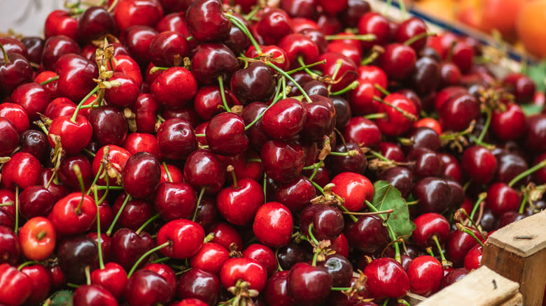 cherries in supermarket