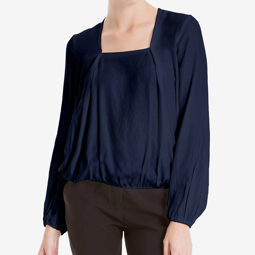 Square-Neck Pleated Top