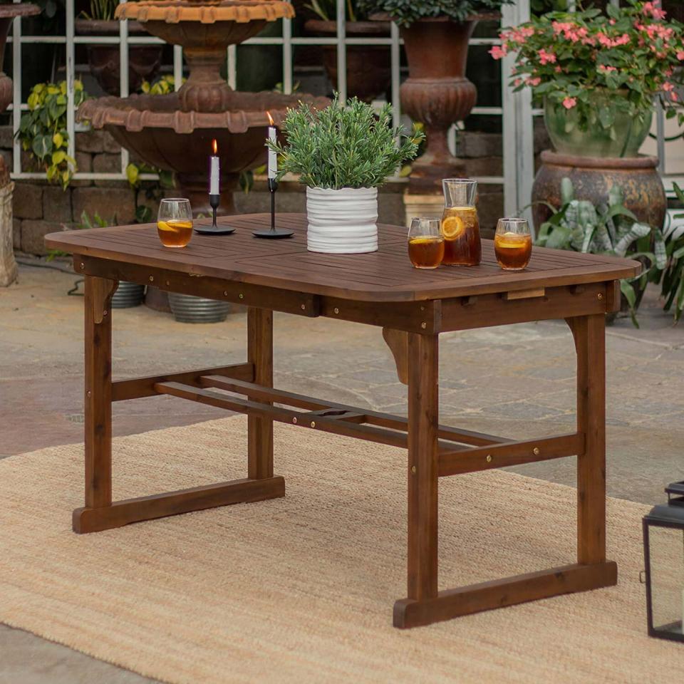 Walker Edison Maui Modern Solid Acacia Wood Slatted Patio Dining Table