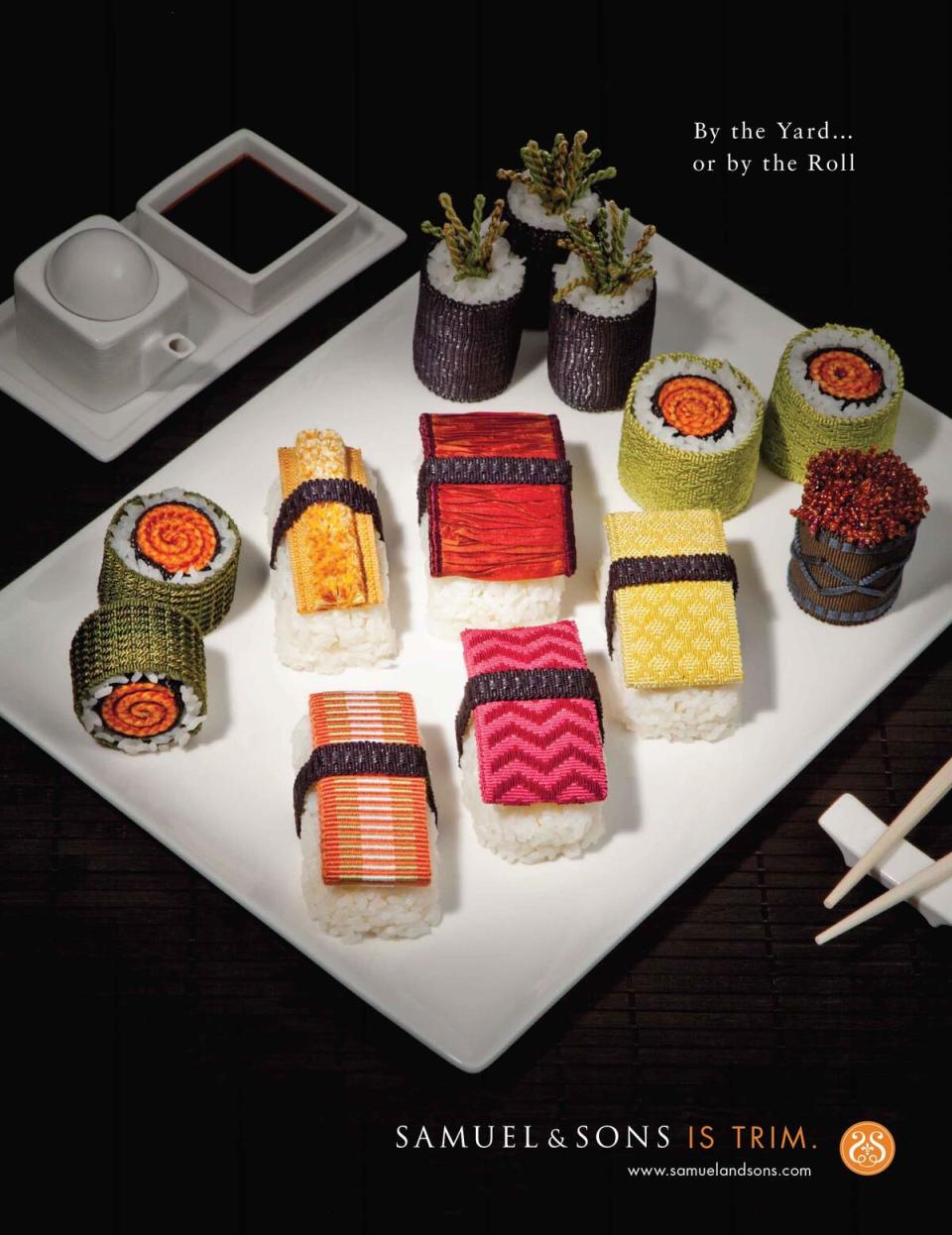 On a (sushi) roll: Samuel & Sons’ playful print ads put a witty spin on the presentation of trim