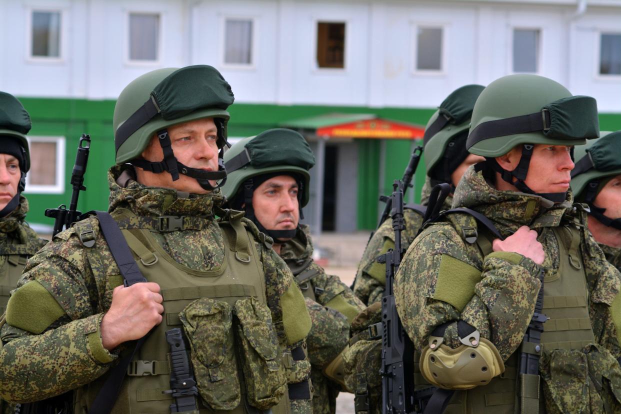 Conscripted citizens are seen as part of the mobilization as military training continue within the scope of mobilization in Rostov, Russia on October 31, 2022.