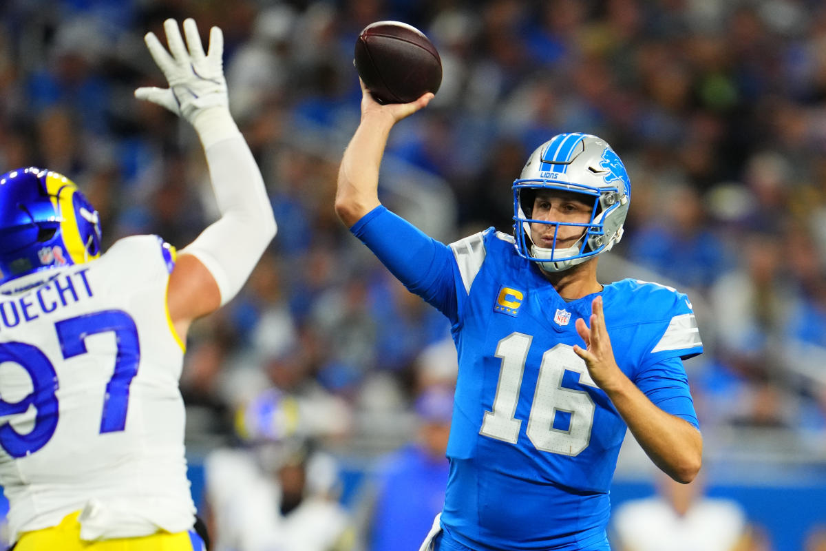 Jared Goff and the Lions beat the Rams in overtime in the first Sunday Night Football duel of the season