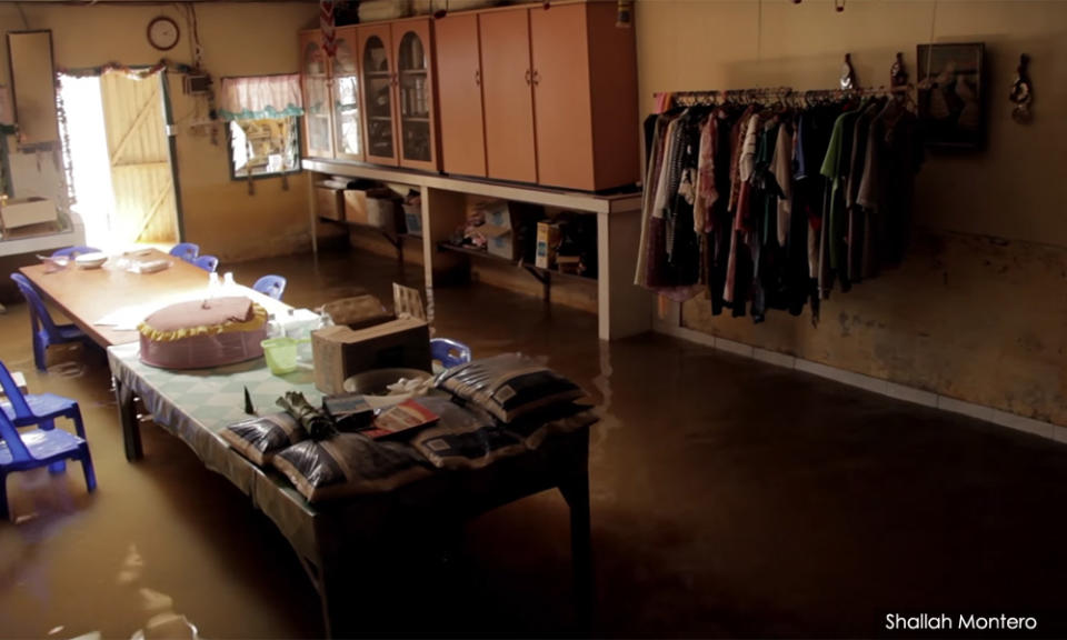 The inside of one of the homes of the women after a flood from ‘Women of The Forest’, a documentary of the Arrow research