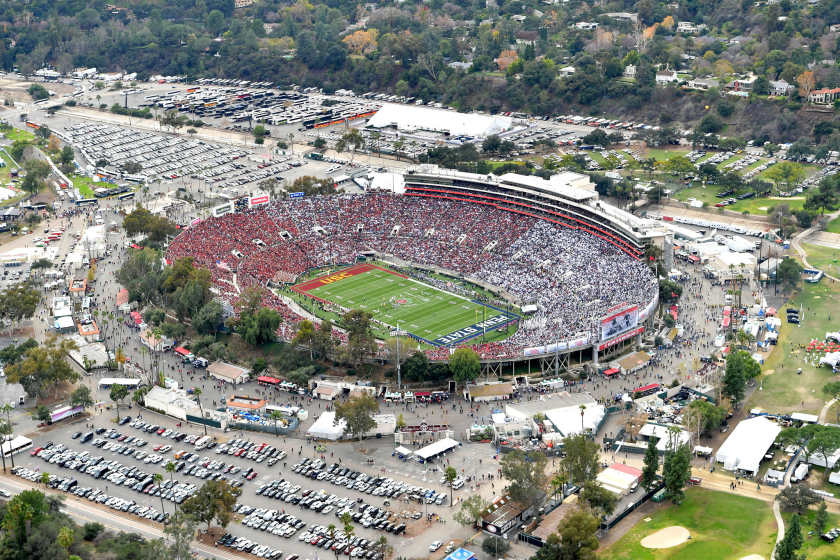 PASADENA, CA - JANUARY 02: An aerial view of the 2017 Rose Bowl Game.