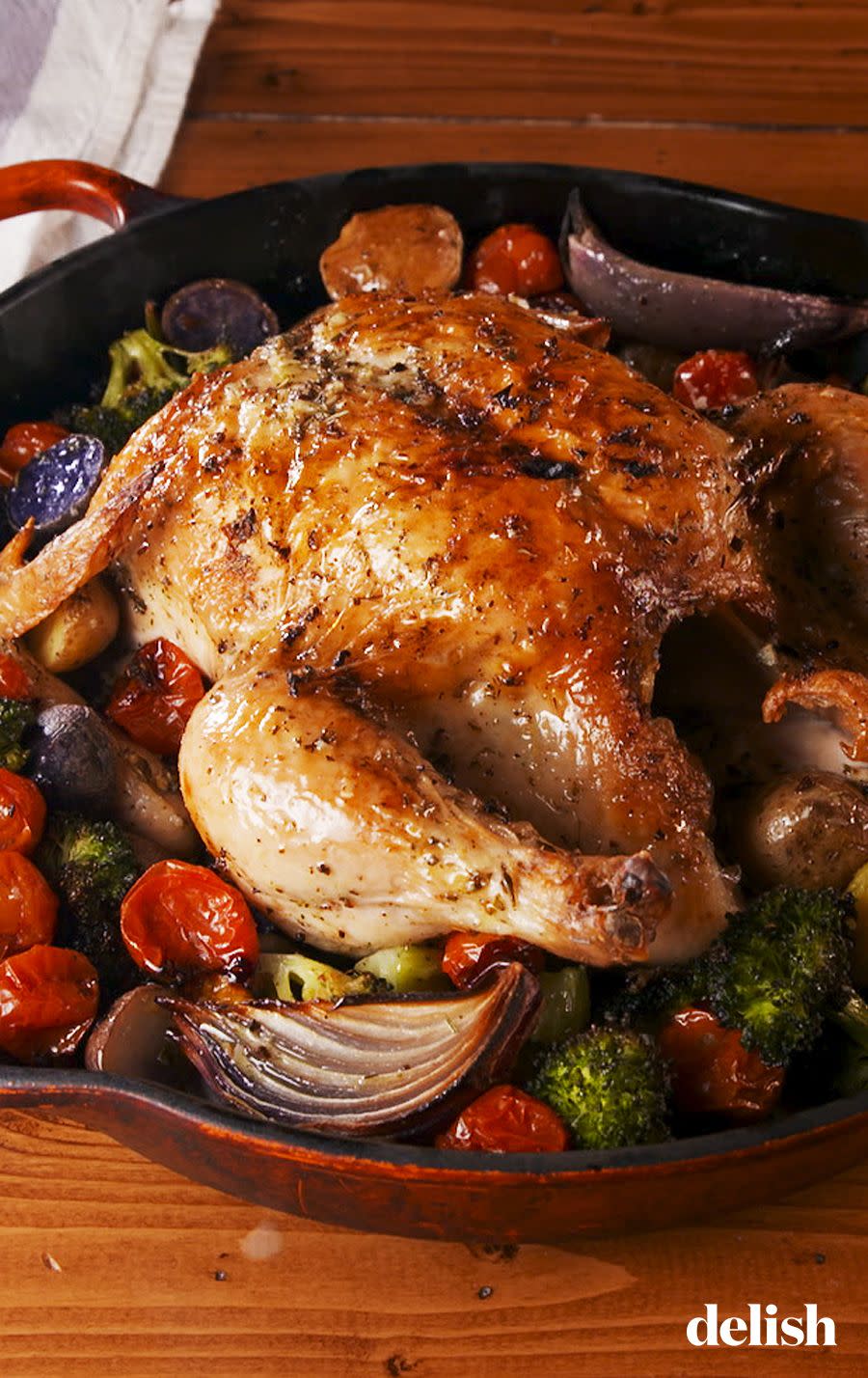 <p>One of our favorite ways to flavor a classic roast chicken is with homemade Tuscan butter. Sold yet? Not only delicious for a holiday dinner, this chicken makes incredible leftovers for post-holiday meals. Use them in a <a href="https://www.delish.com/cooking/recipe-ideas/recipes/a54787/best-chicken-salad-sandwich-recipe/" rel="nofollow noopener" target="_blank" data-ylk="slk:chicken salad sandwich;elm:context_link;itc:0;sec:content-canvas" class="link ">chicken salad sandwich</a> or even turn it into <a href="https://www.delish.com/cooking/recipe-ideas/recipes/a55661/easy-crockpot-chicken-noodle-soup-recipe/" rel="nofollow noopener" target="_blank" data-ylk="slk:chicken noodle soup;elm:context_link;itc:0;sec:content-canvas" class="link ">chicken noodle soup</a>!</p><p>Get the <strong><a href="https://www.delish.com/cooking/recipe-ideas/a26241824/tuscan-butter-roast-chicken-recipe/" rel="nofollow noopener" target="_blank" data-ylk="slk:Tuscan Butter Roast Chicken recipe;elm:context_link;itc:0;sec:content-canvas" class="link ">Tuscan Butter Roast Chicken recipe</a></strong>.<br></p>