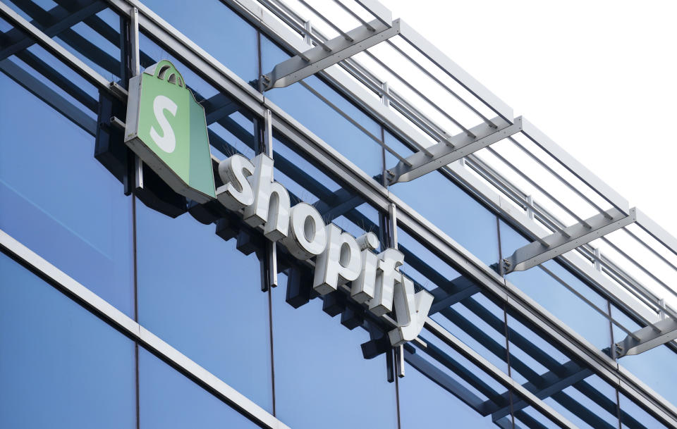 Shopify Inc. headquarters signage in Ottawa, Tuesday, May 3, 2022. THE CANADIAN PRESS/Sean Kilpatrick