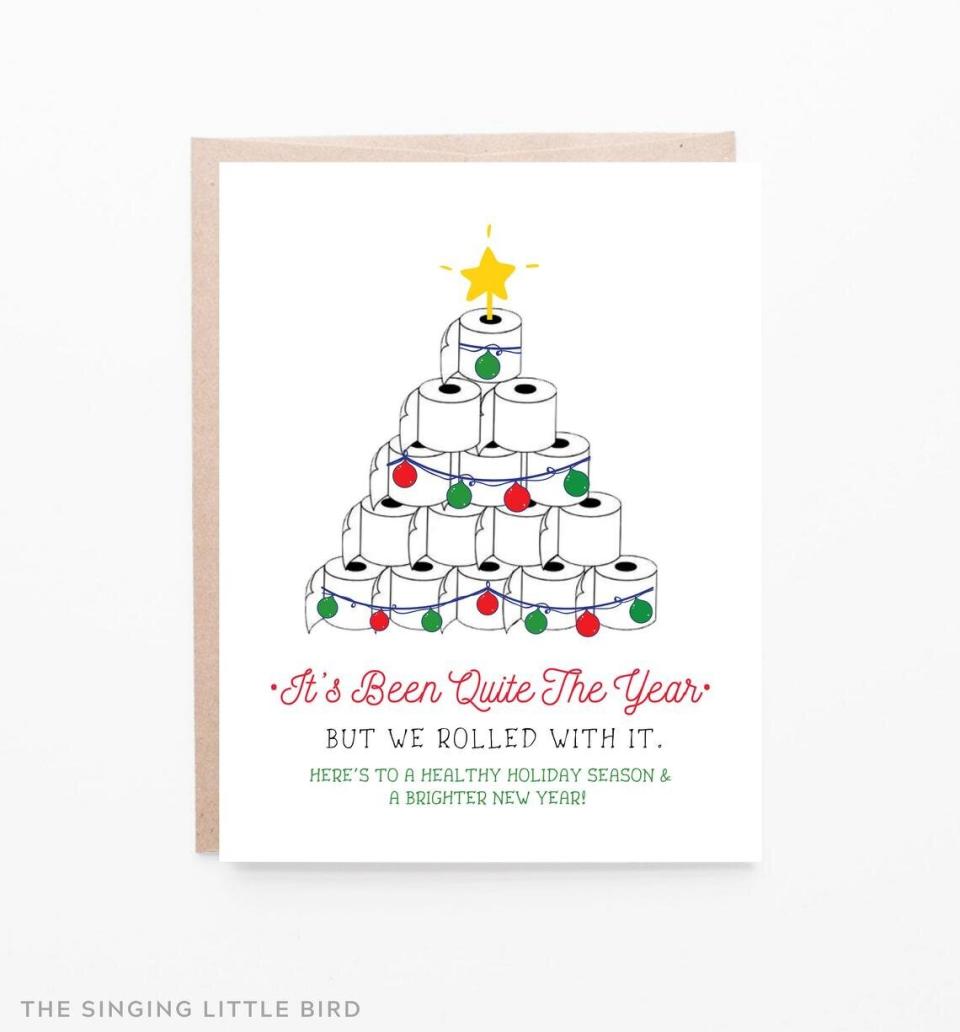 Buy it from <a href="https://www.etsy.com/listing/888115235/funny-christmas-card-we-rolled-with-it" target="_blank" rel="noopener noreferrer">TheSingingLittleBird on Etsy</a> for $3.15