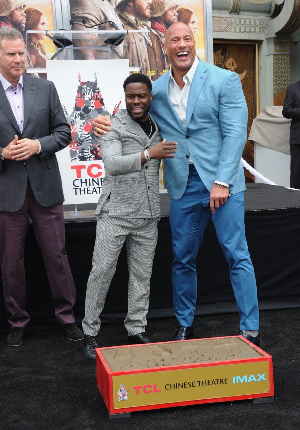 Kevin Hart with Dwayne Johnson Hand And Footprint Ceremony At the TCL Chinese Theatre IMAX