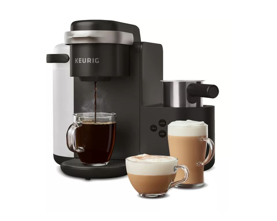 Get the <a href="https://fave.co/3pS0I3s" target="_blank" rel="noopener noreferrer">KEURIG K-Caf&eacute; Single Serve Coffee, Latte &amp; Cappuccino Maker on sale for $99</a> when you build a starter kit (normally $200) at Keurig.