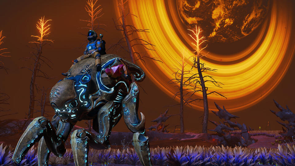 Riding an alien creature in No Man's Sky's Companions update