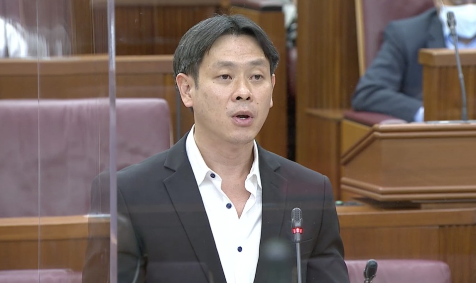 Nee Soon GRC MP Louis Ng in Parliament on 15 October, 2020. (Parliament screengrab)