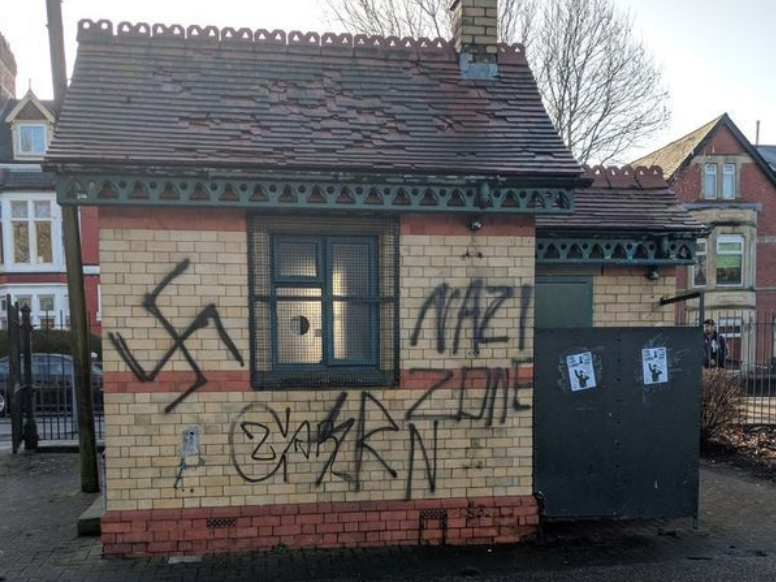 The graffiti appeared in the Grangetown area of Cardiff: Greg Pycroft/Twitter