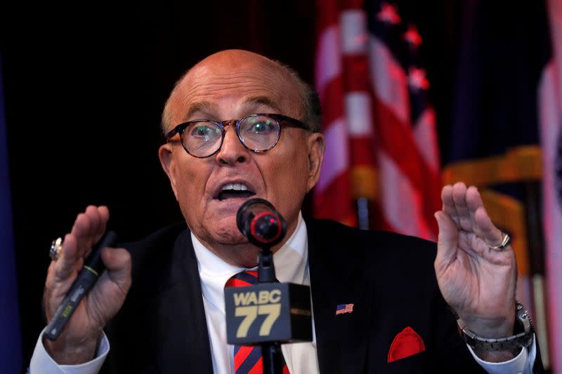 FILE PHOTO: Former NYC Mayor Giuliani speaks about the 20th anniversary of 9/11 attacks in New York City