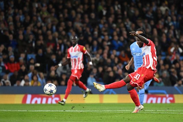 Srdjan Mijailovic of FK Crvena zvezda on the ball whilst under News  Photo - Getty Images