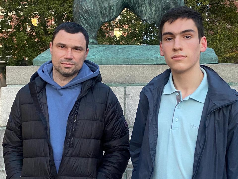 Viktor Meleta, 41, of Cranston, left, and 18-year-old Brown University student Artem Agvanian, are native Ukrainians closely watching developments in their homeland.