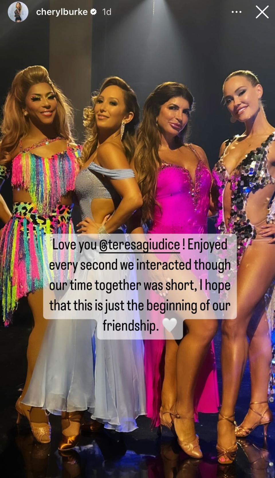 Cheryl Burke Sends Message to Teresa Giudice After DWTS Elimination: 'Beginning of Our Friendship'