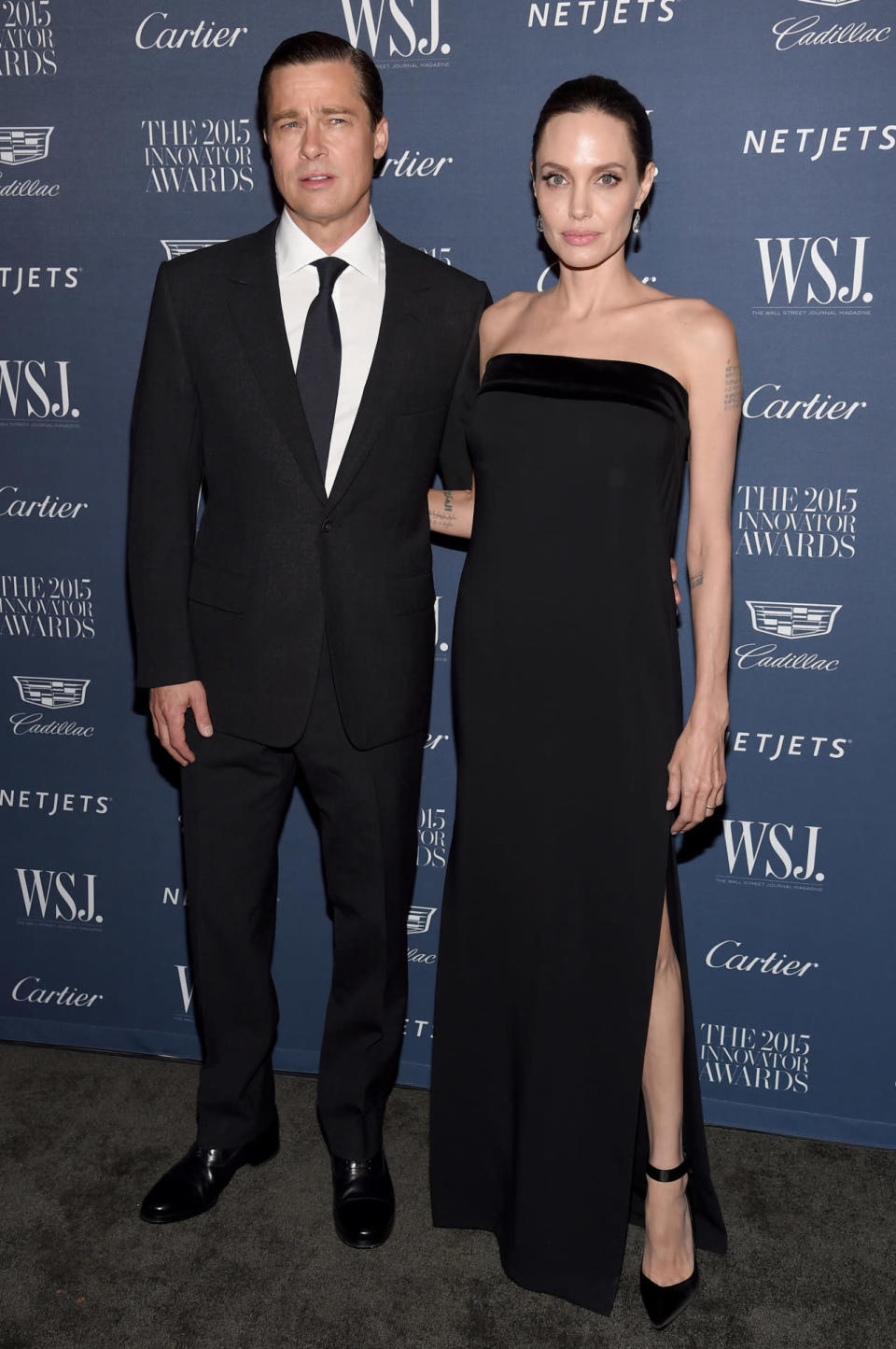 Brad Pitt and Angelina Jolie: Yeah, yeah, we get it. You’re both freakishly attractive. (Photo by Dimitrios Kambouris/Getty Images for WSJ. Magazine 2015 Innovator Awards)