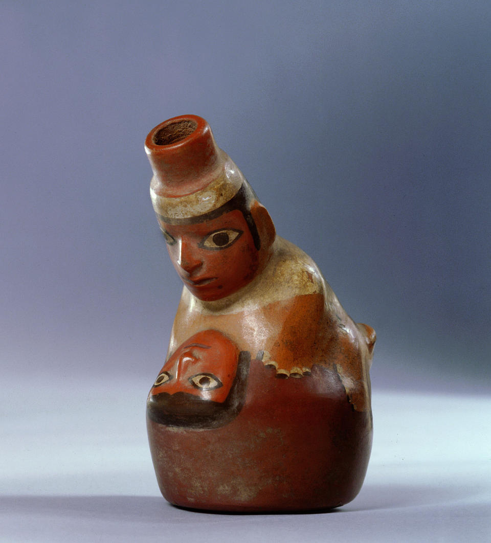 In all seriousness, this incredible piece of art didn't actually sit on an eccentric Peruvian aunt's shelf in 700 CE. In reality, it was most likely used to hold water or chicha beer during fertility rituals.