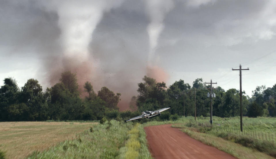 This image released by Universal Pictures shows a scene from "Twisters." (Universal Pictures via AP)