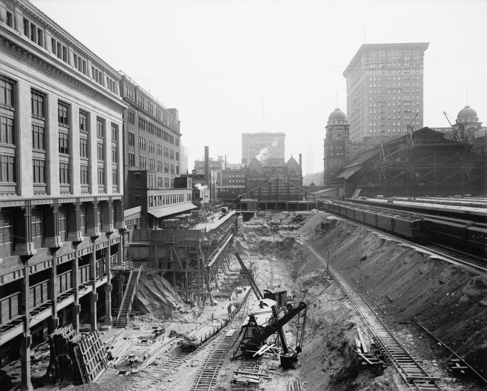 Excavation for Grand Central Terminal in New York City, circa 1908.