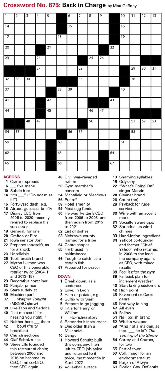 Puzzles: Printable Crossword - Issue: December 9, 2022