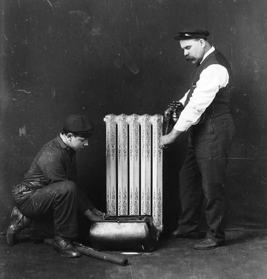 The first central heating systems appeared in 1880 - but the technology took some time to become mainstream. Robinson says, "The idea of a warm house was a totally foreign idea to me while growing up.  When I was growing up, in the late 1940s and 1950s, we could only ensure one room was heated.  I particularly remember the bite of the cold as I would rush – dressed in awful thick flannel pyjamas – from my bedroom to the bathroom at night.  So central heating – which was actually invented in the 1880s but wasn’t properly introduced until the post-war era – made an enormous difference to people’s lives. " (Image: Mirrorpix)