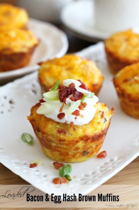 Melissa’s Southern Style Kitchen<p>Start your day with these oh-so-delicious Loaded Bacon and Egg Hash Brown Muffins </p><p><strong>Get the recipe: </strong><a href="https://www.melissassouthernstylekitchen.com/loaded-bacon-and-egg-hash-brown-muffins/" rel="sponsored" target="_blank" data-ylk="slk:Loaded Bacon and Egg Hash Brown Muffins;elm:context_link;itc:0;sec:content-canvas" class="link "><strong>Loaded Bacon and Egg Hash Brown Muffins</strong></a></p>