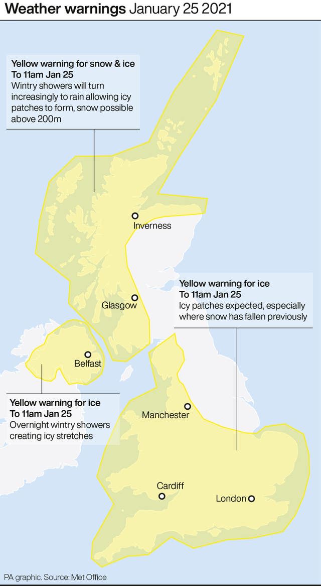 Weather warnings January 25