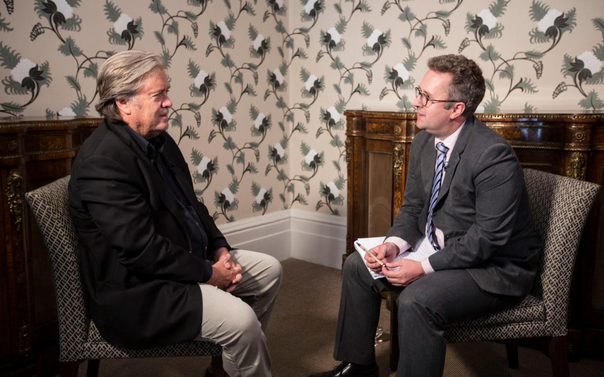 Steve Bannon, the former adviser to Donald Trump speaks to The Telegraph's Christopher Hope - Jeff Gilbert