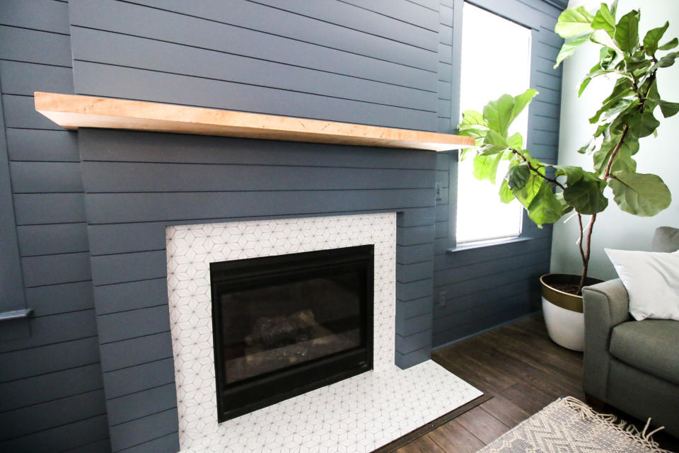 DIY shiplap fireplace