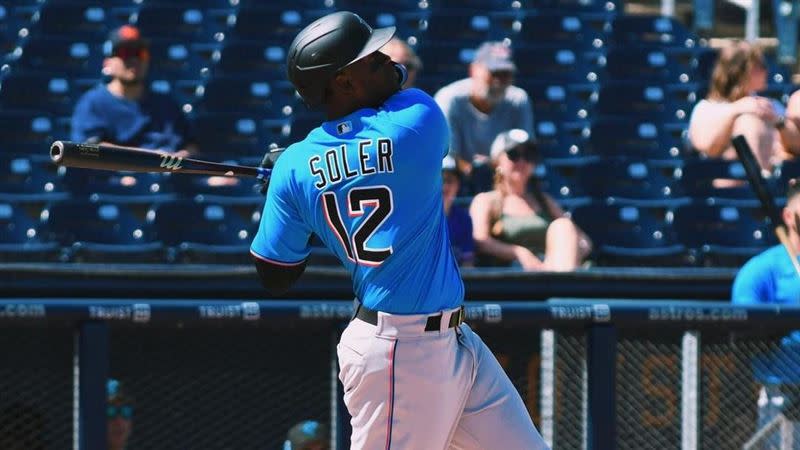 31歲的古巴重砲索萊爾（Jorge Soler）將以3年約轉戰巨人。（圖／翻攝自馬林魚官方IG）