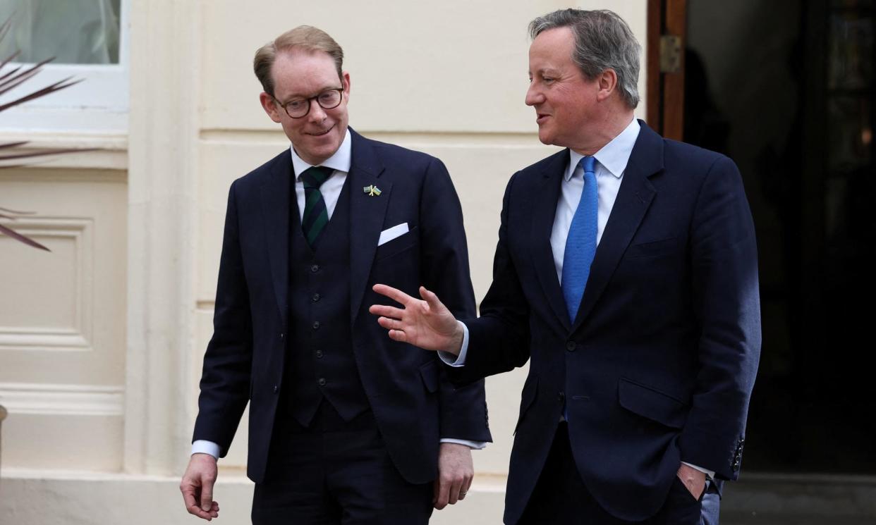 <span>Tobias Billström met the British foreign secretary, David Cameron, in London on 15 April. UK and Sweden have close defence links.</span><span>Photograph: WPA/Getty Images</span>